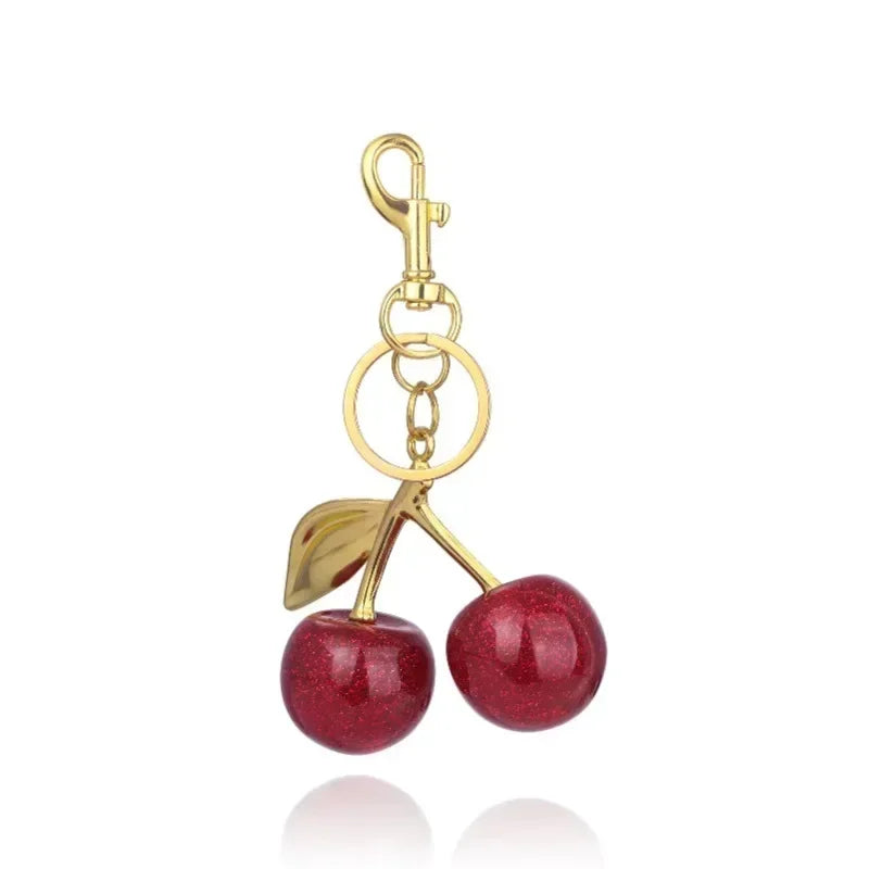 Crystal Cherry Bag Charm Pendant Keychain Handbag Accessories