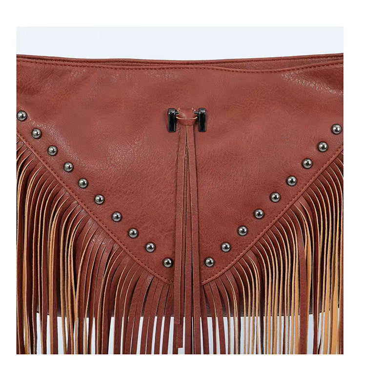 Studded Fringe Crossbody Boho Bag Miss Sparkling
