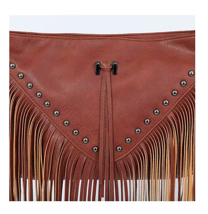 Studded Fringe Crossbody Boho Bag Miss Sparkling