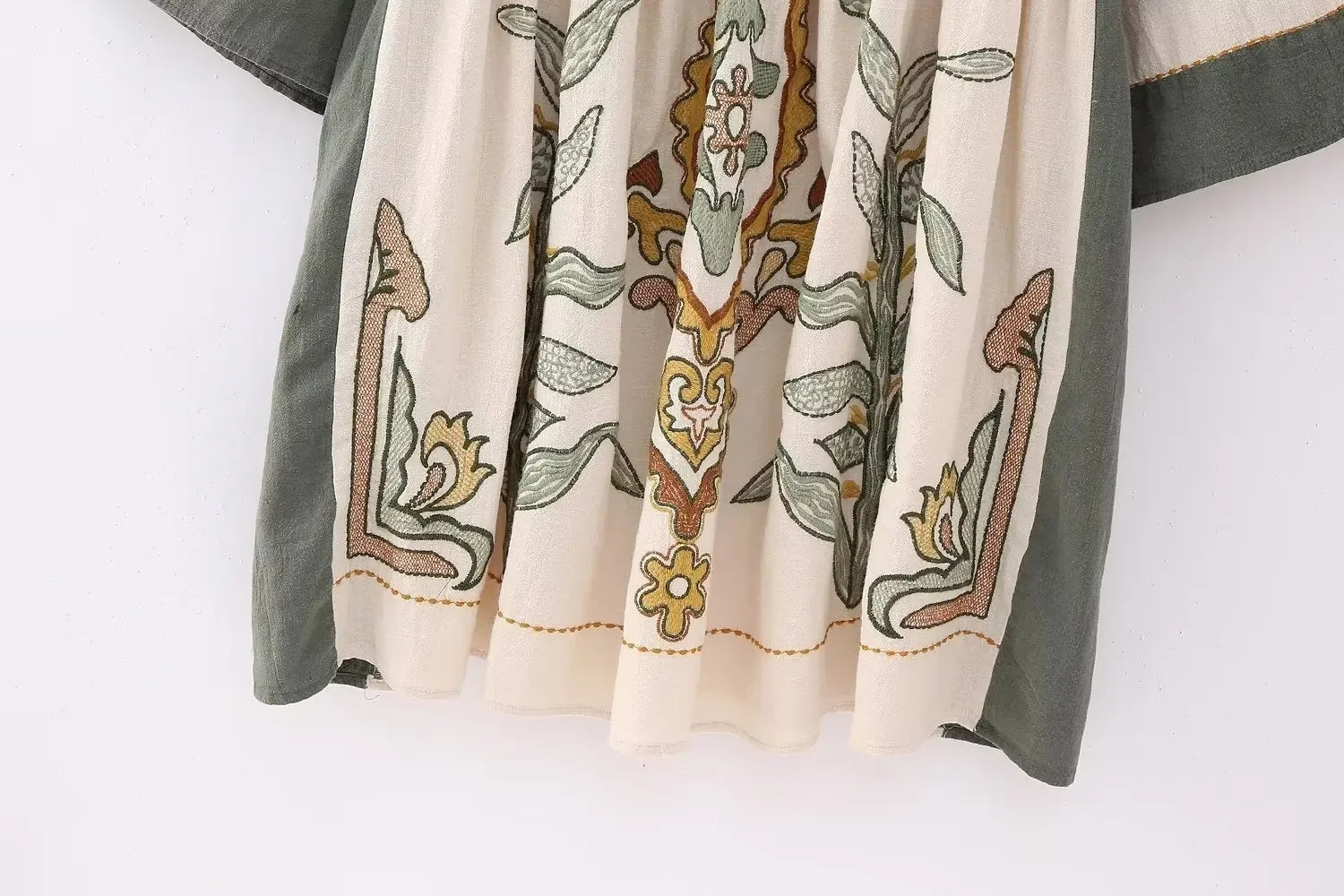 Printed V-Neck Kimono Sleeve Mini Dress Trendsi