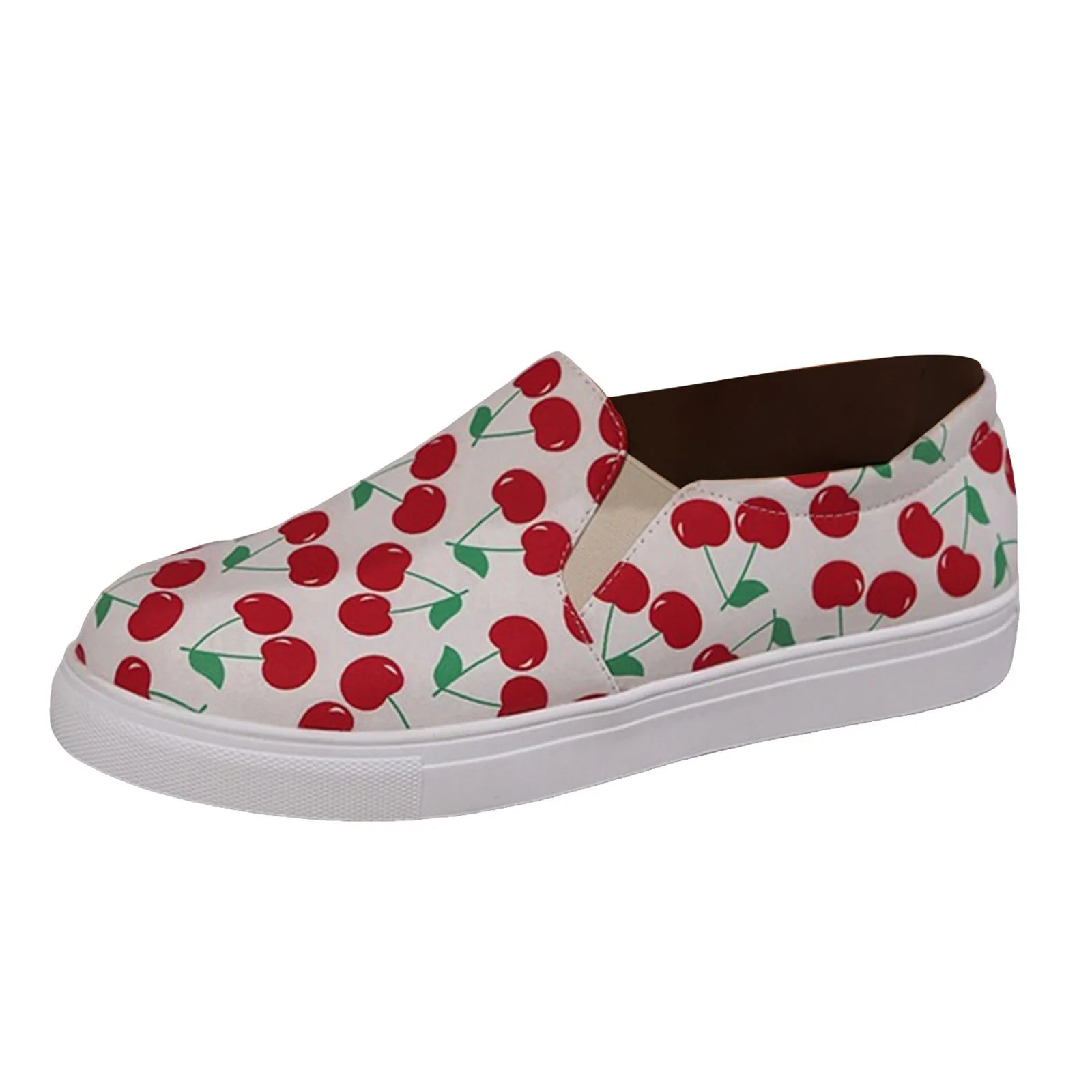 Cherry Print Women Casual Close Fitting Flat Shoes