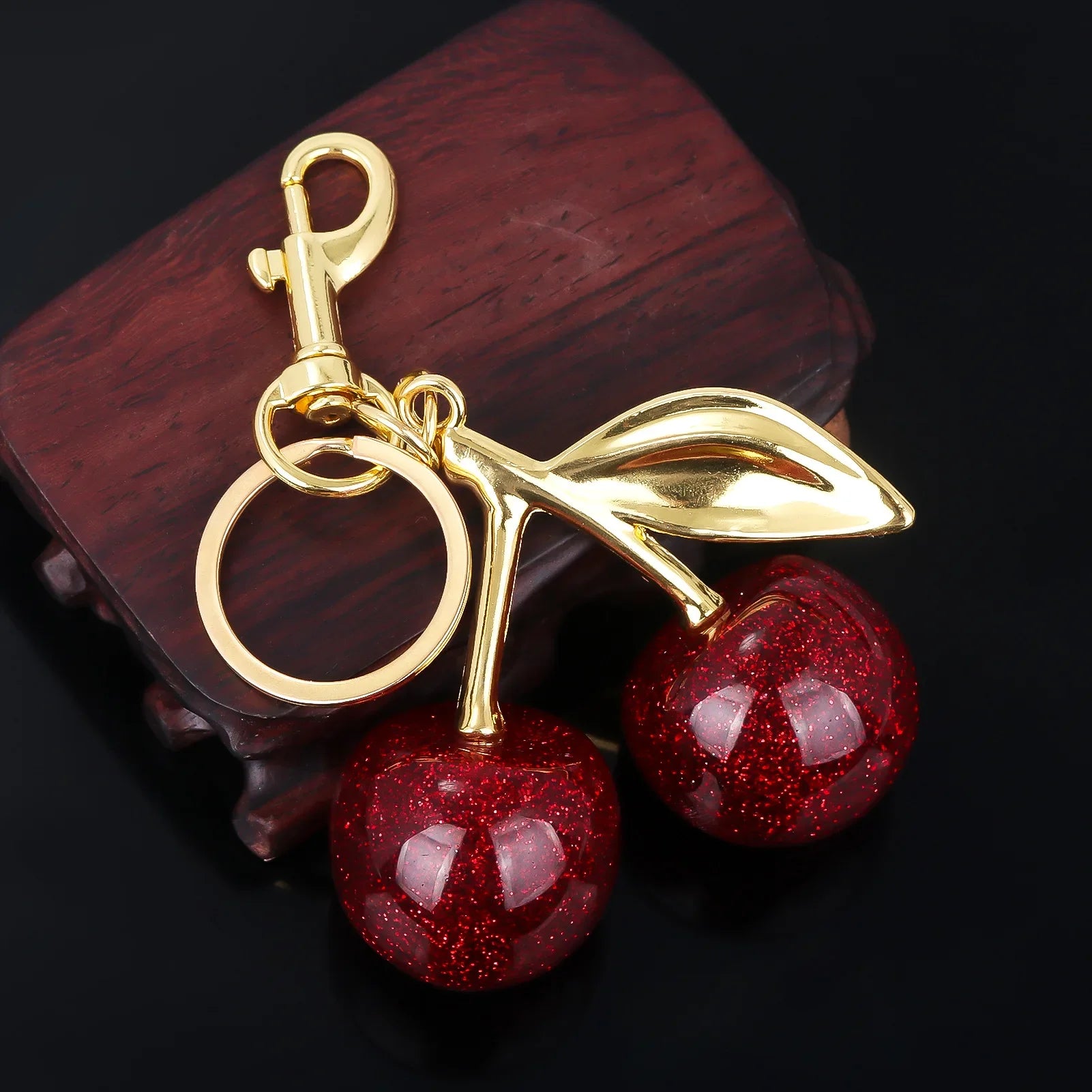 Crystal Cherry Bag Charm Pendant Keychain Handbag Accessories