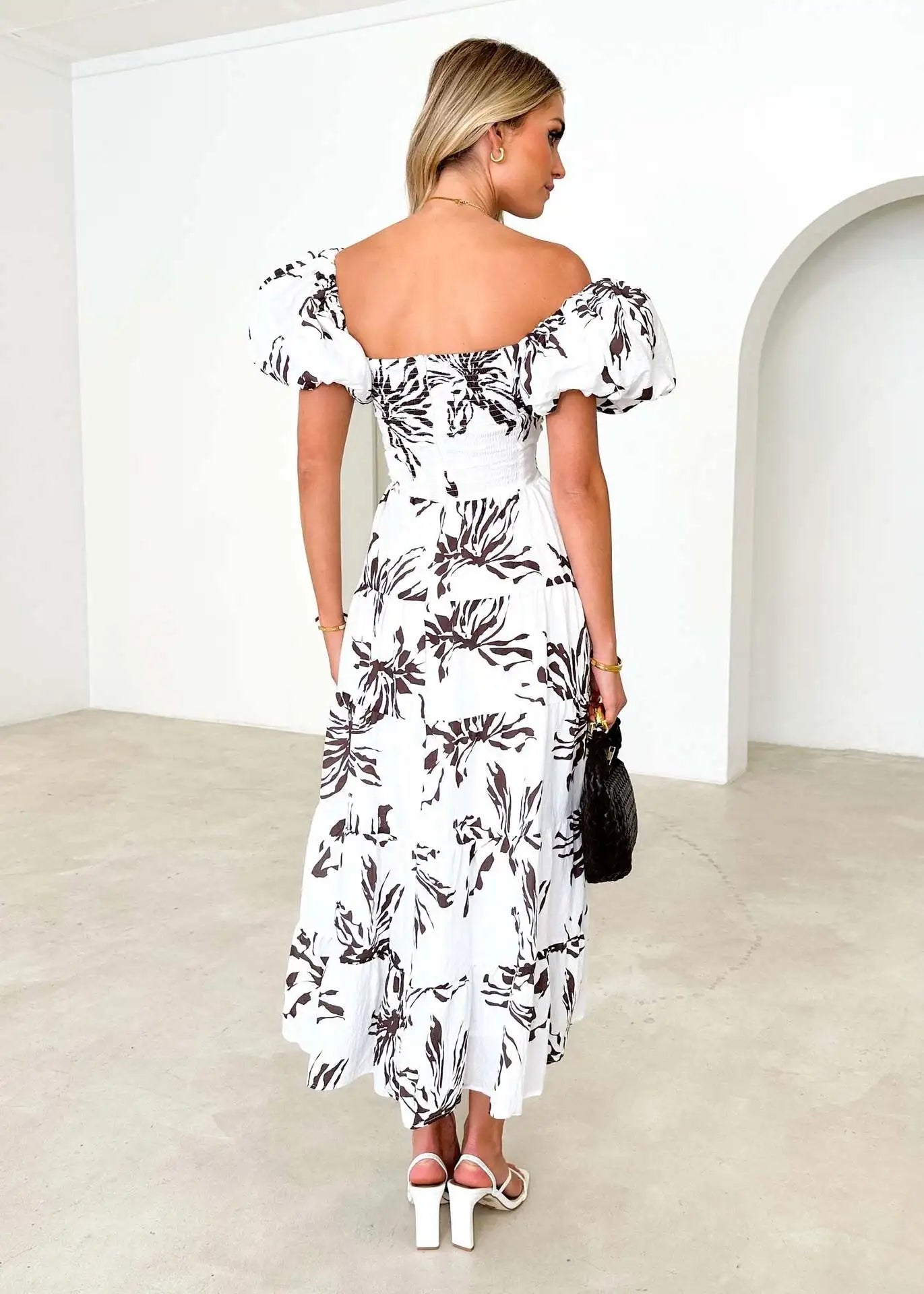 Off-Shoulder Floral Tiered Dress with Ruffle Details Trendsi