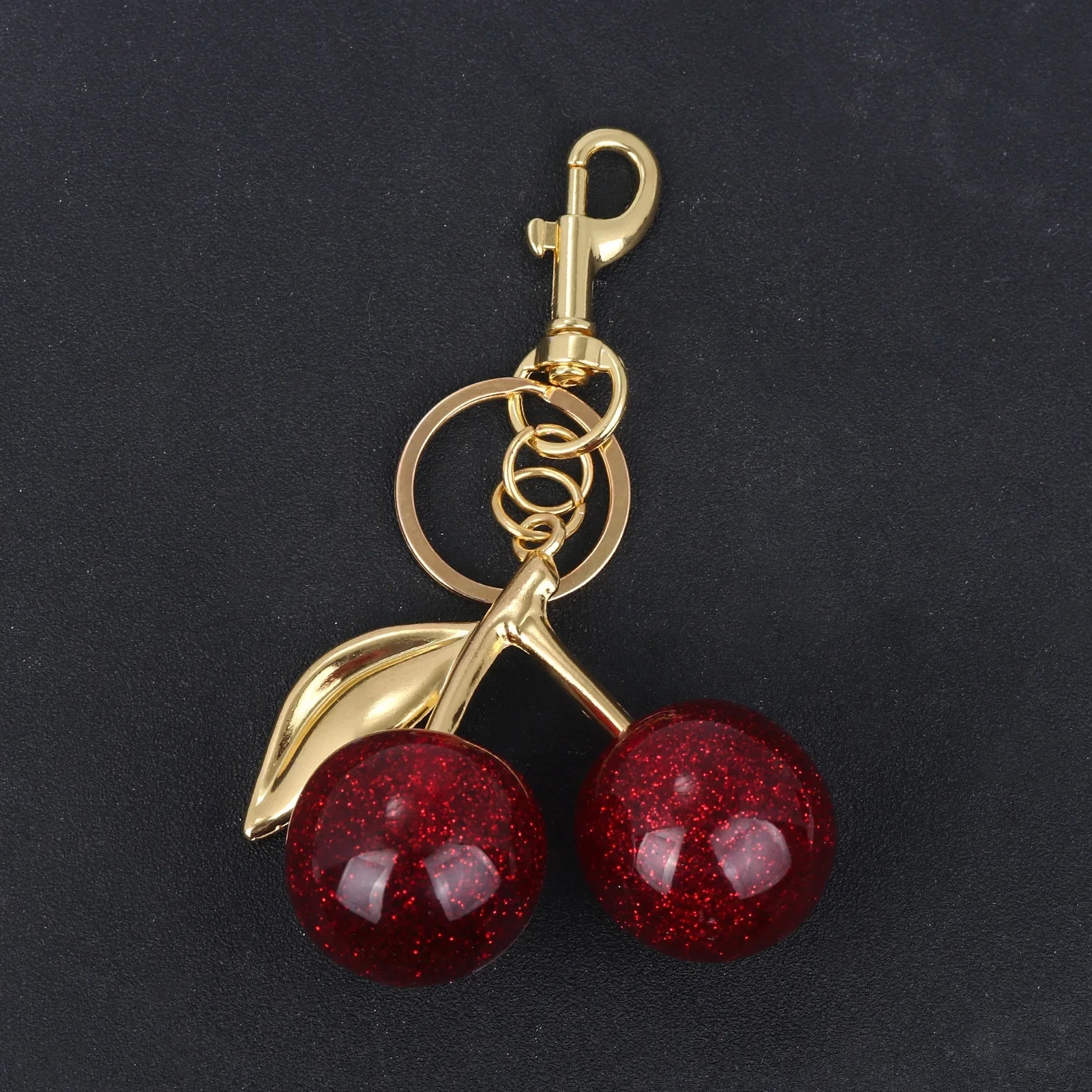 Crystal Cherry Bag Charm Pendant Keychain Handbag Accessories