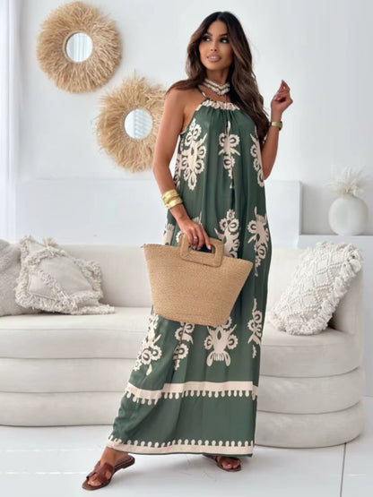 Bohemian Printed Spaghetti Strap Sleeveless Maxi Dress Trendsi