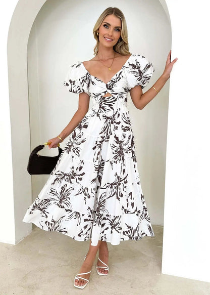 Off-Shoulder Floral Tiered Dress with Ruffle Details Trendsi
