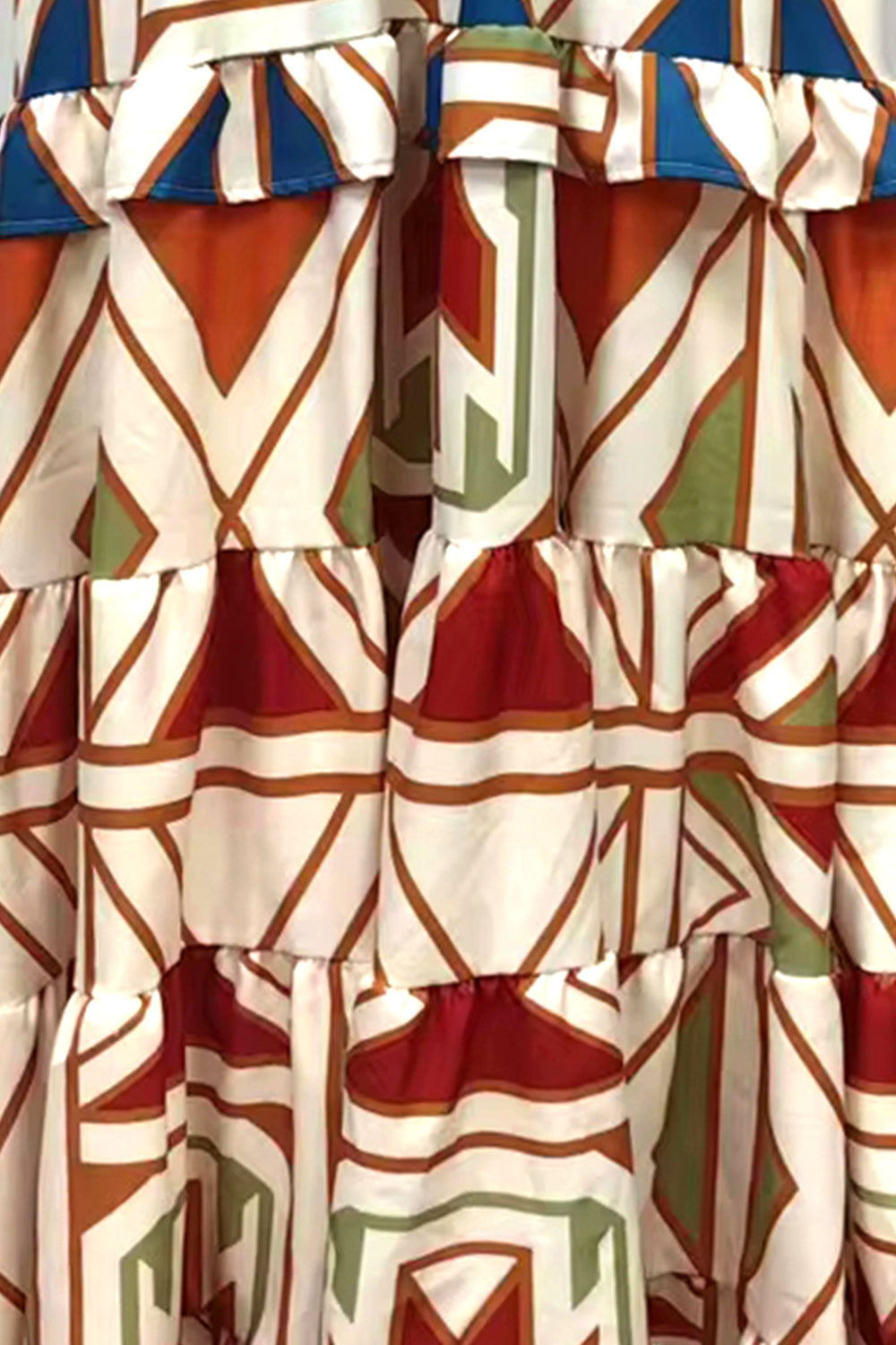 Smocked Geometric Print Tube Flared Maxi Dress Trendsi