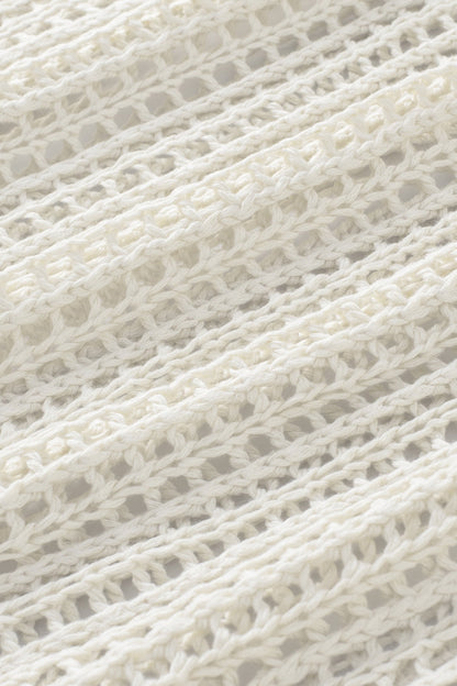 Openwork Round Neck Half Sleeve Knit Cover Up Trendsi