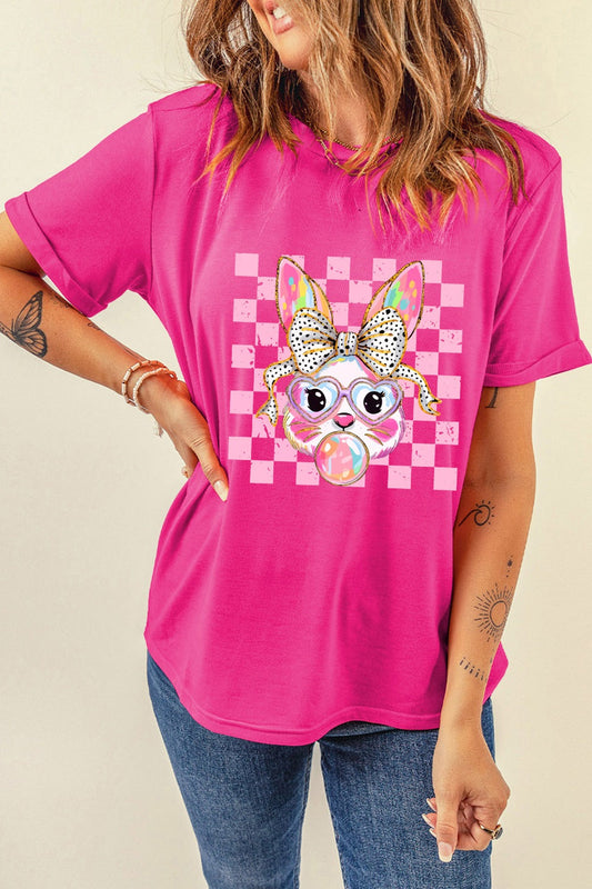 Rabbit Graphic Round Neck Short Sleeve T-Shirt Trendsi