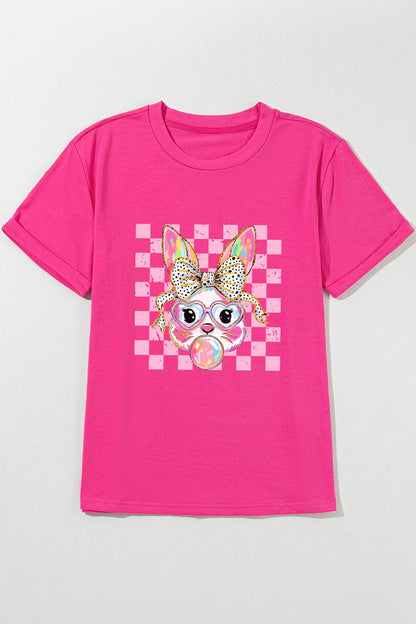 Rabbit Graphic Round Neck Short Sleeve T-Shirt Trendsi