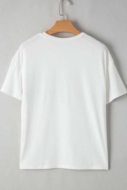 Sequin Stripes Crew Neck T Shirt Trendsi