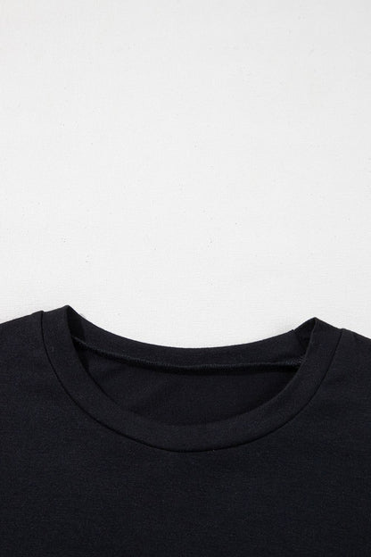 Sequin Stripes Crew Neck T Shirt Trendsi