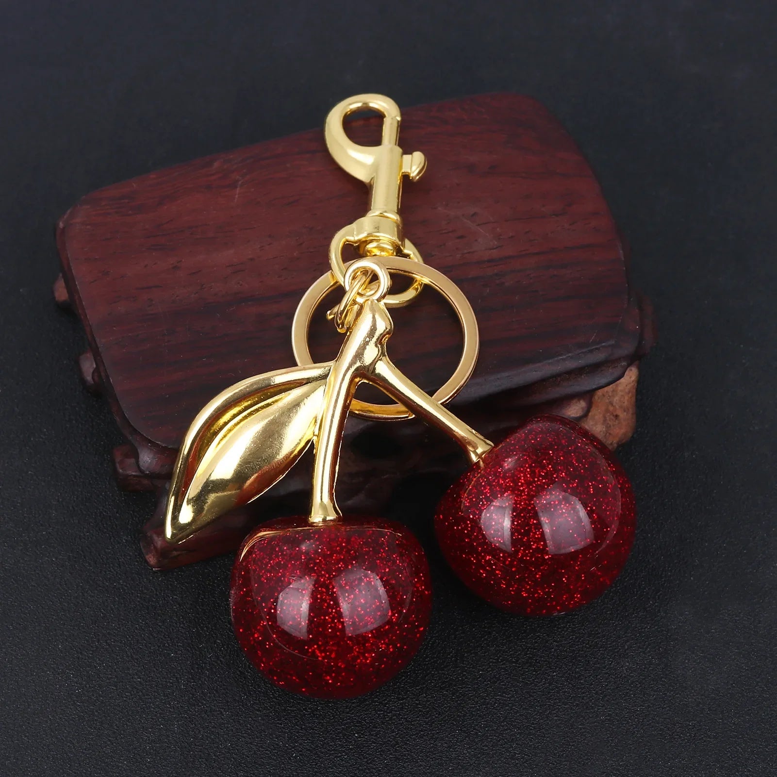 Crystal Cherry Bag Charm Pendant Keychain Handbag Accessories