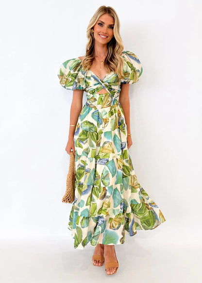 Off-Shoulder Floral Tiered Dress with Ruffle Details Trendsi