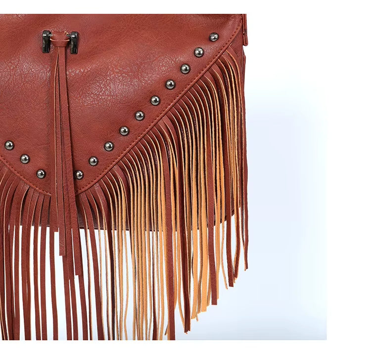 Studded Fringe Crossbody Boho Bag Miss Sparkling