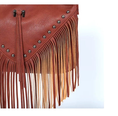 Studded Fringe Crossbody Boho Bag Miss Sparkling
