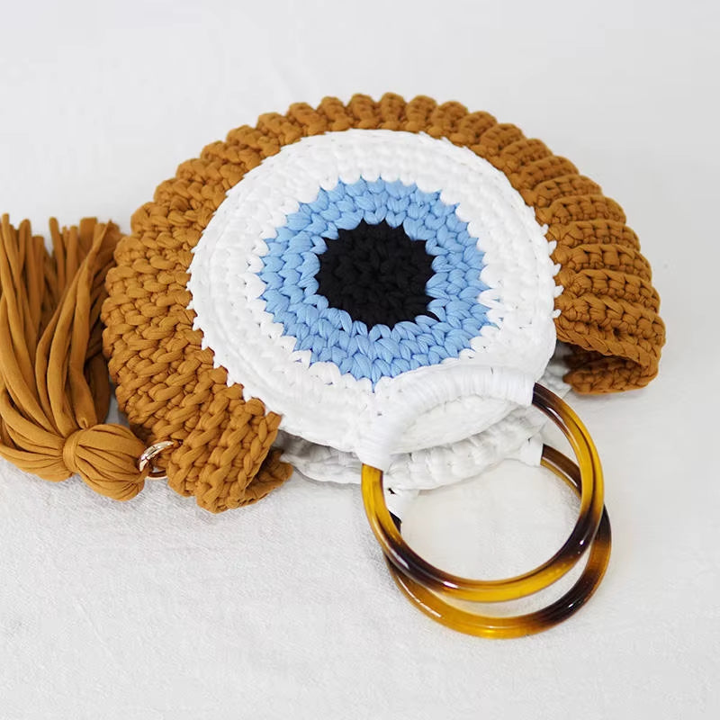 Evil Eye Circular Crochet Handbag  DAME BOHEME
