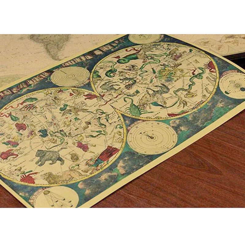 Ancient Constellation Map Zodiac Kraft Paper Art  DAME BOHEME