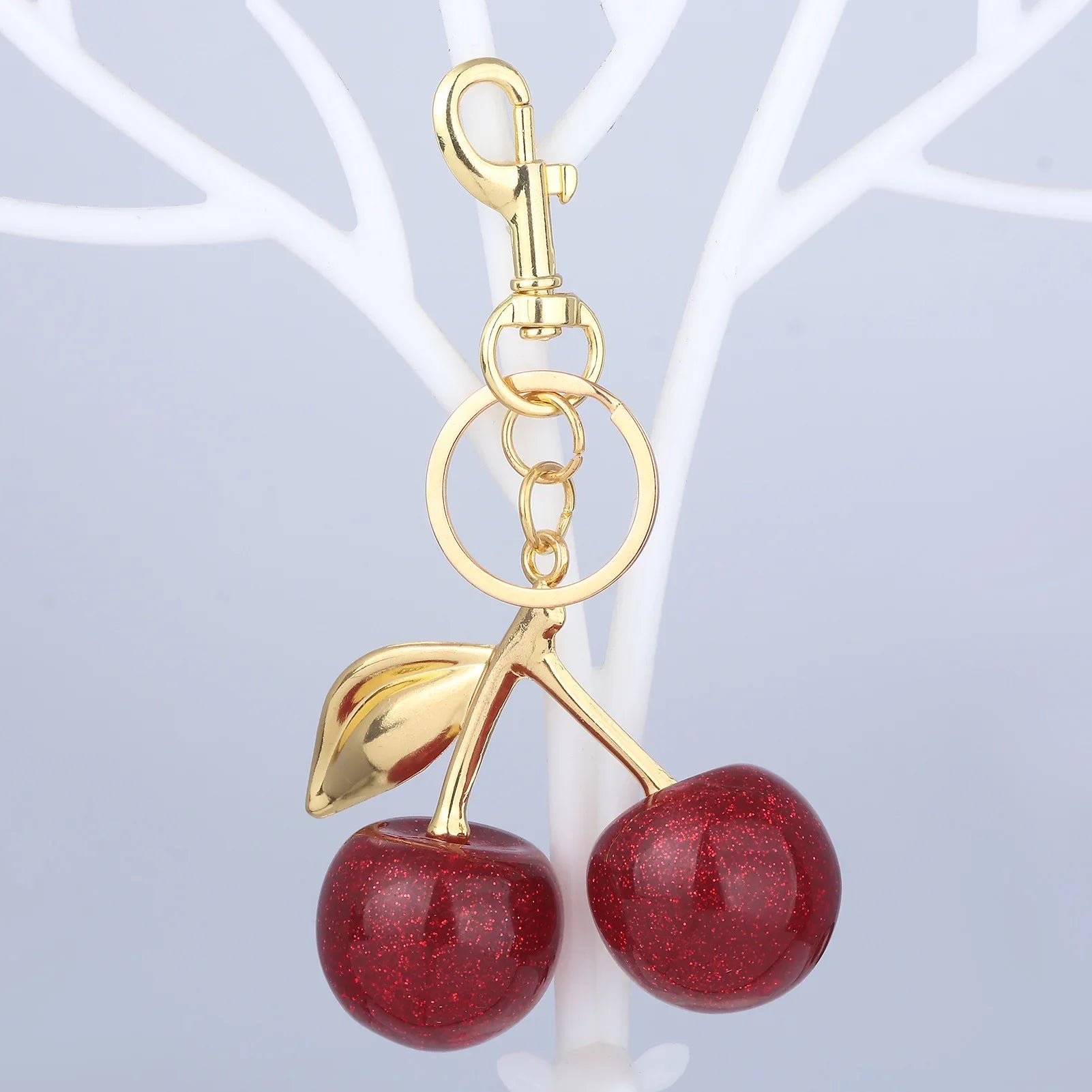 Crystal Cherry Bag Charm Pendant Keychain Handbag Accessories