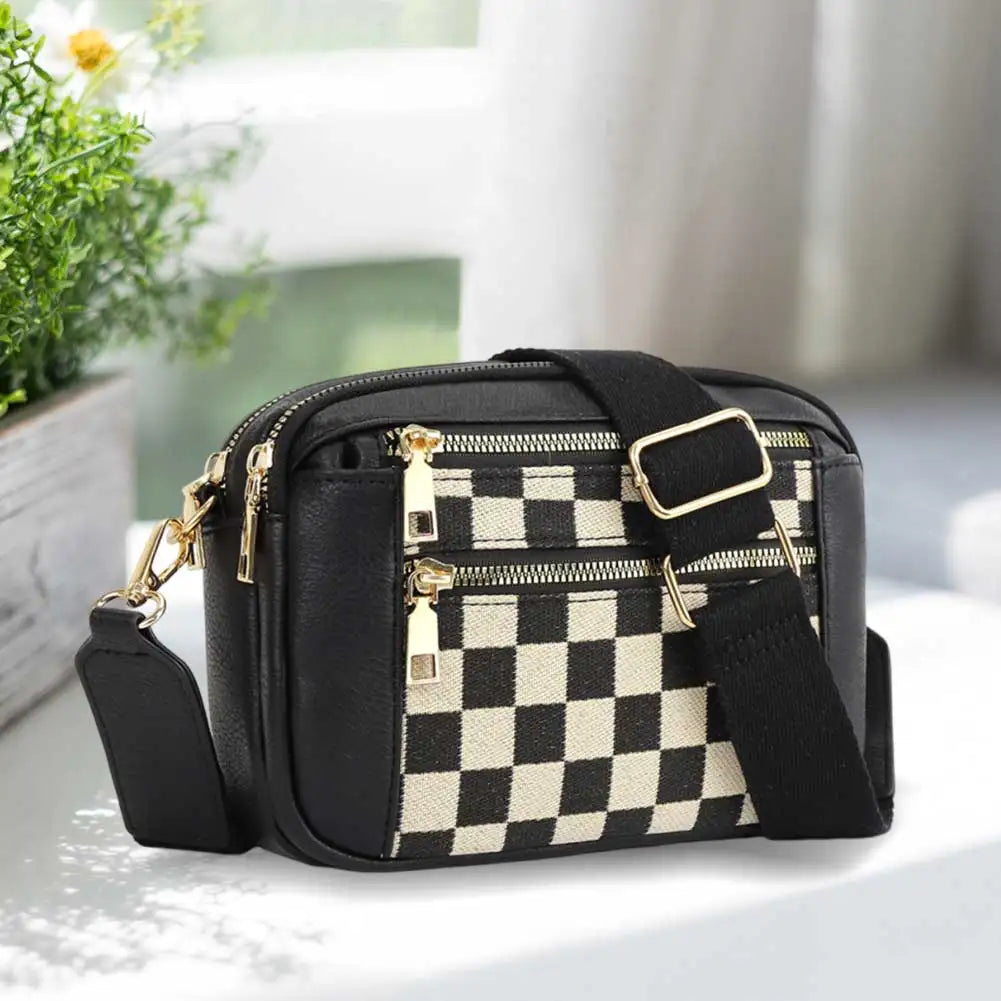 Women Canvas Checkered Tote Bag Large Capacity