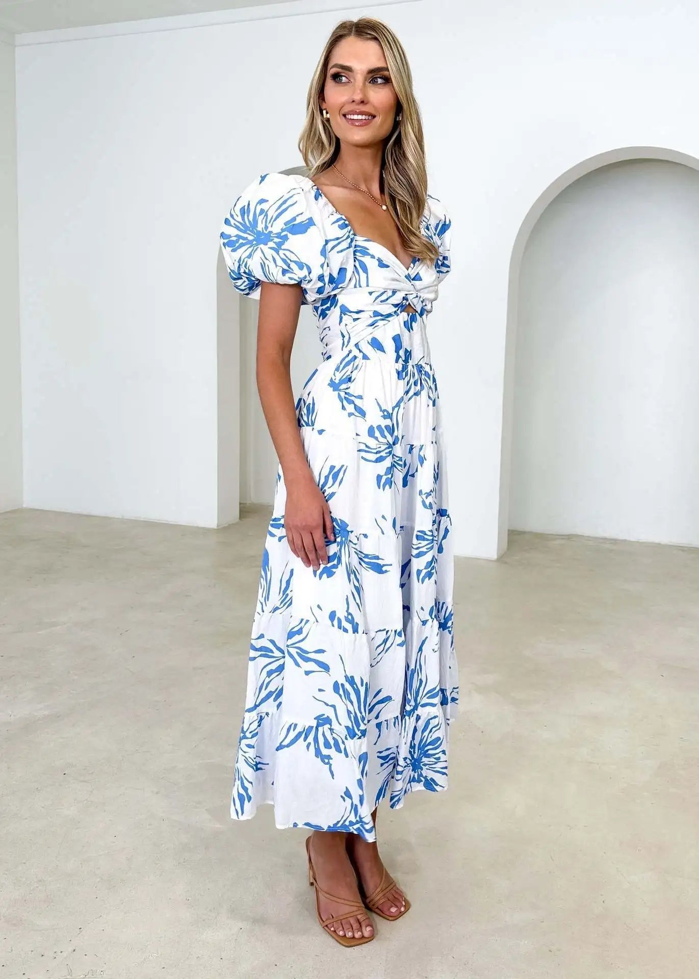 Off-Shoulder Floral Tiered Dress with Ruffle Details Trendsi