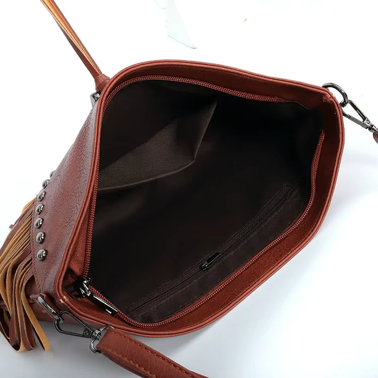 Studded Fringe Crossbody Boho Bag Miss Sparkling