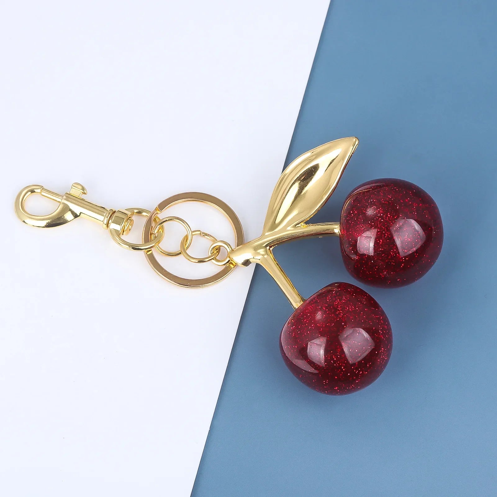 Crystal Cherry Bag Charm Pendant Keychain Handbag Accessories