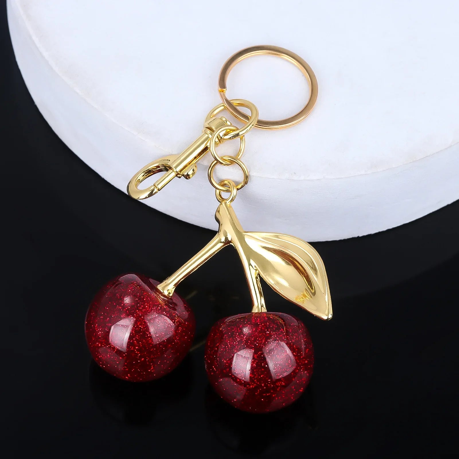 Crystal Cherry Bag Charm Pendant Keychain Handbag Accessories