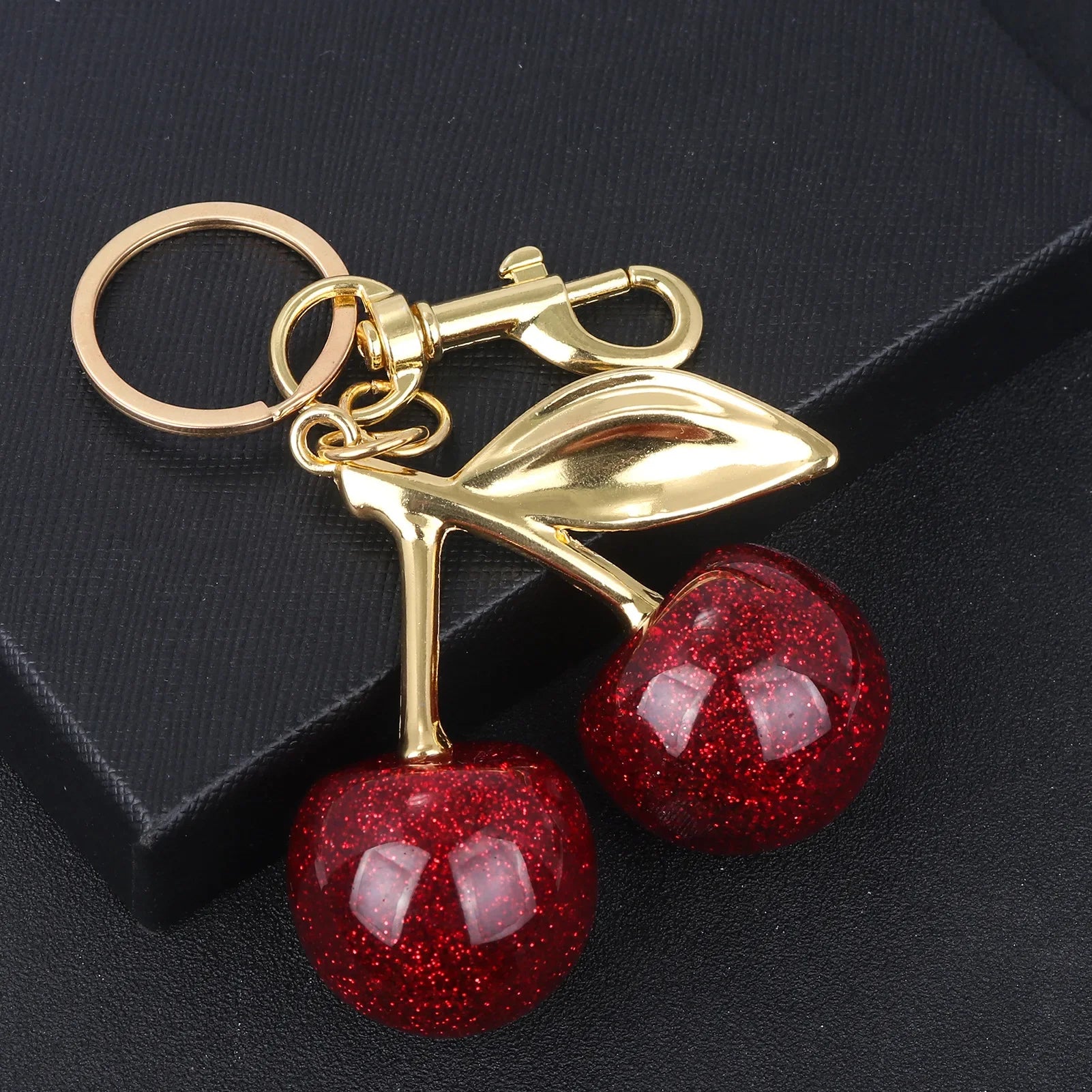 Crystal Cherry Bag Charm Pendant Keychain Handbag Accessories