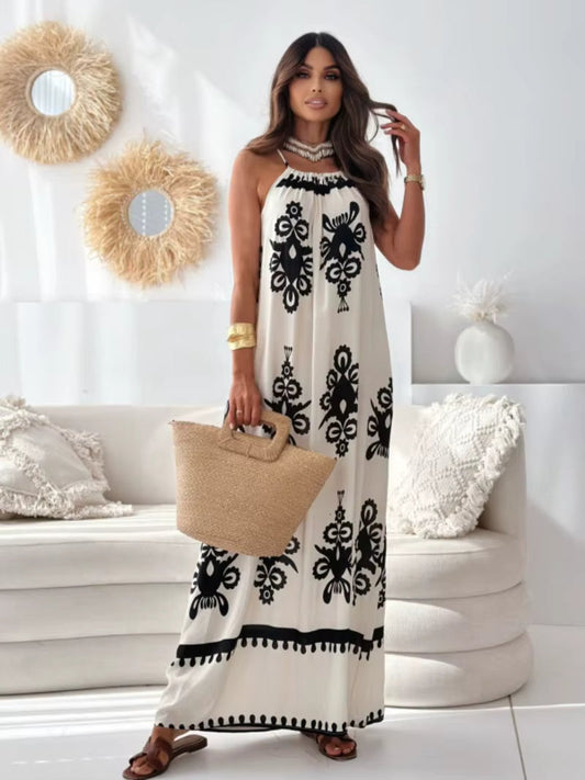 Bohemian Printed Spaghetti Strap Sleeveless Maxi Dress Trendsi