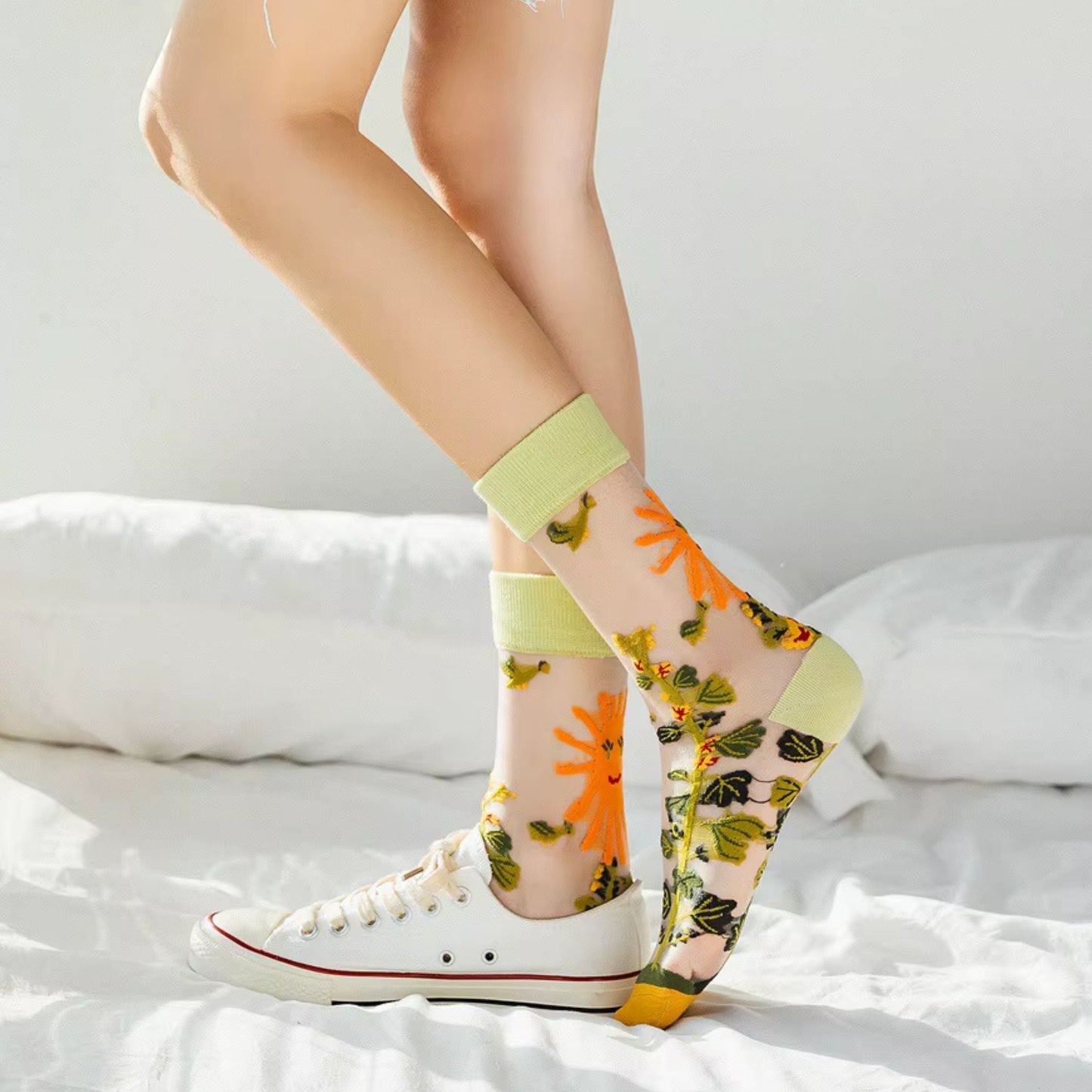 Sheer Plant Lover Socks in 5 Nature-Inspired Styles [Fits Size 5-9]  DAME BOHEME