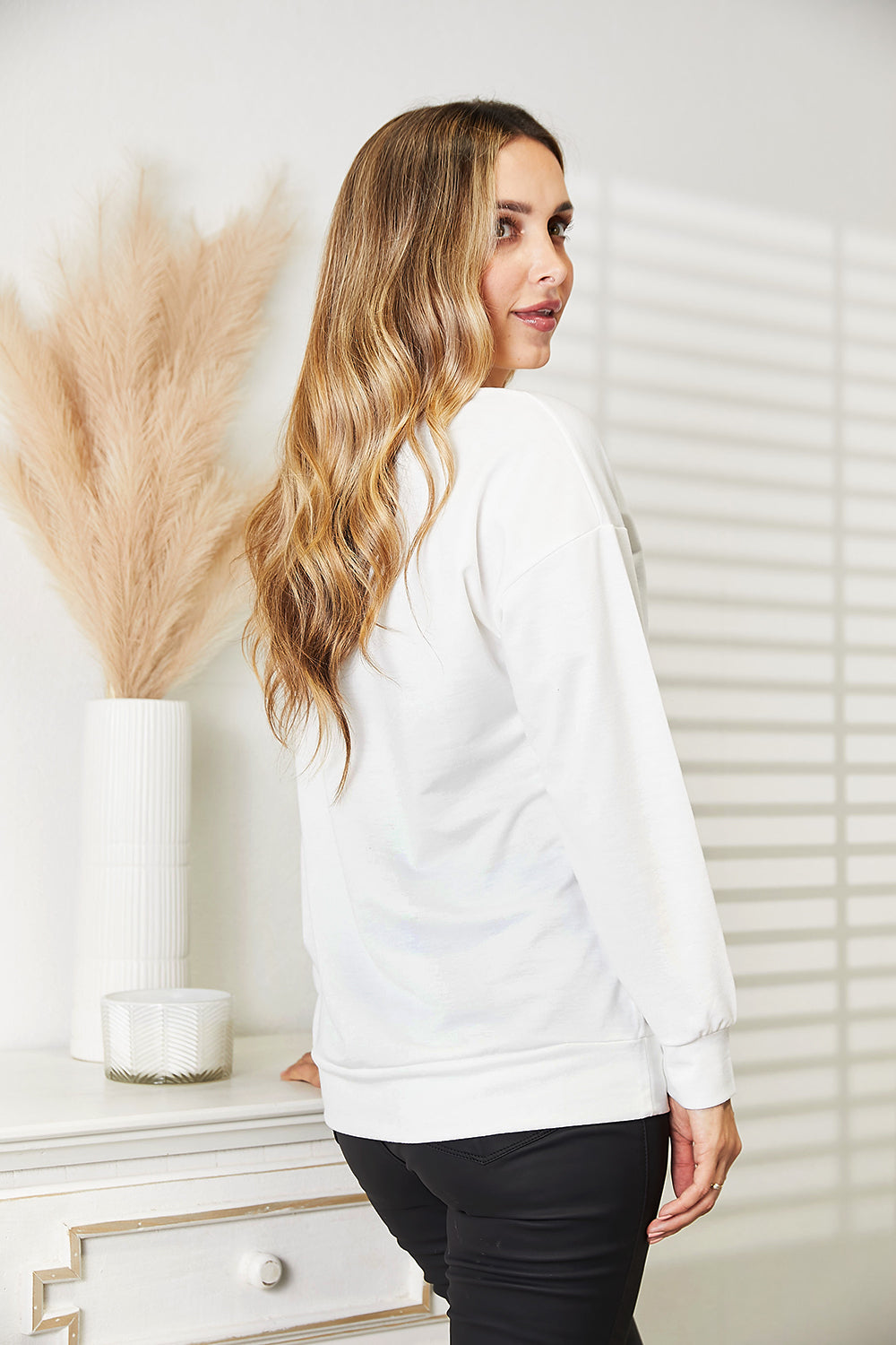 Simply Love Graphic Dropped Shoulder Round Neck Sweatshirt  DAME BOHEME