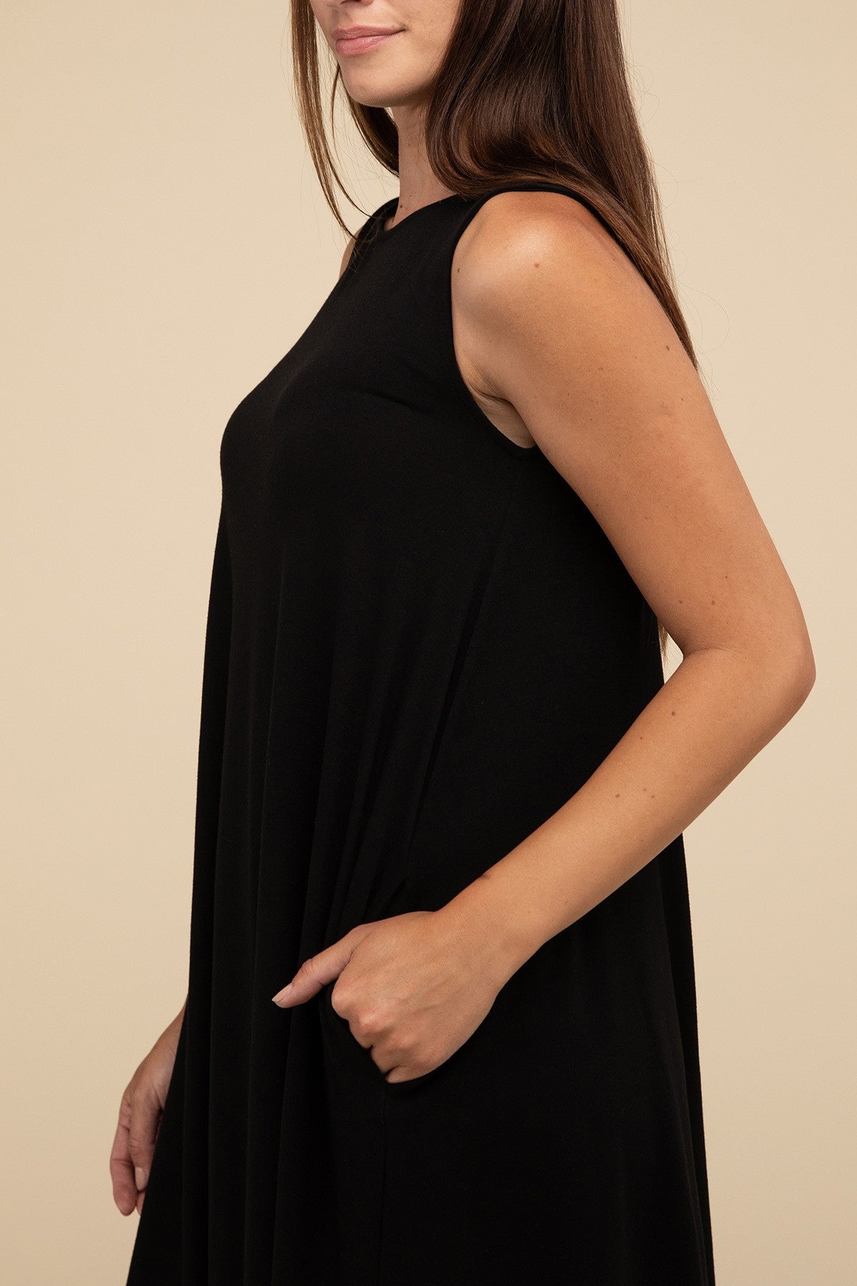 Sleeveless Flared Casual Dress with Side Pockets ZENANA
