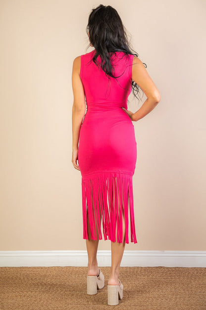 Sleeveless Fringe Midi Bodycon Sun Dress Capella