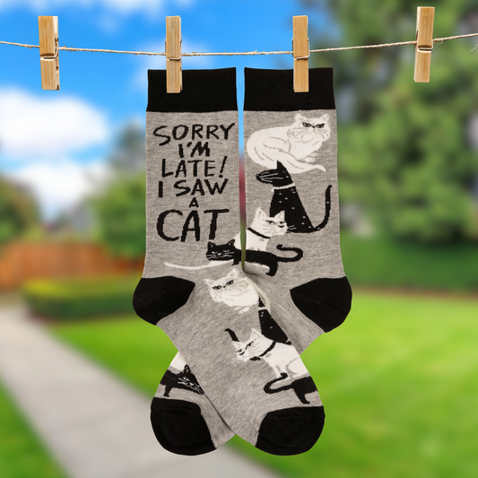 Sorry I'm Late I Saw A Cat Woven Socks  DAME BOHEME