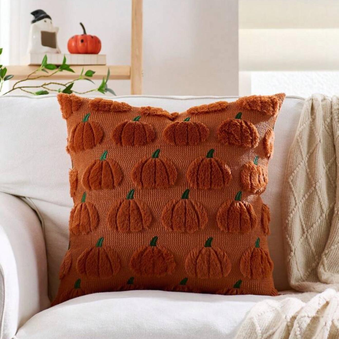 Tufted Pumpkin Lumbar or Square Pillow Cover