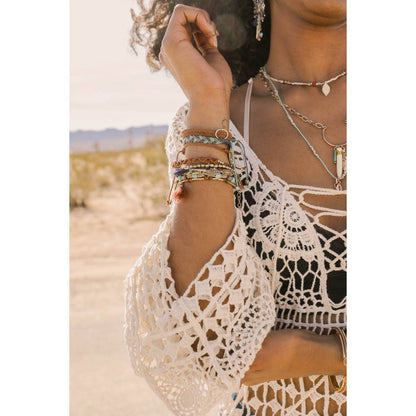 Mixed Beads & Turquoise Layered Suede Bracelet  DAME BOHEME