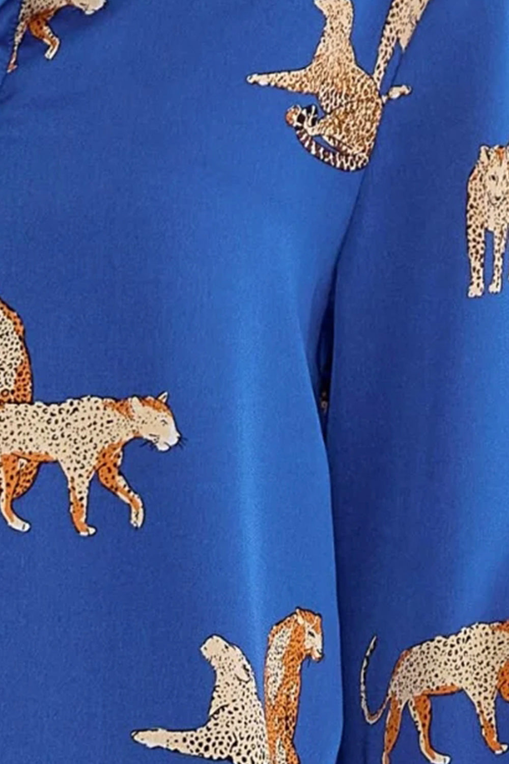 Umgee Animal Print Royal Blue Midi Shirt Dress Trendsi