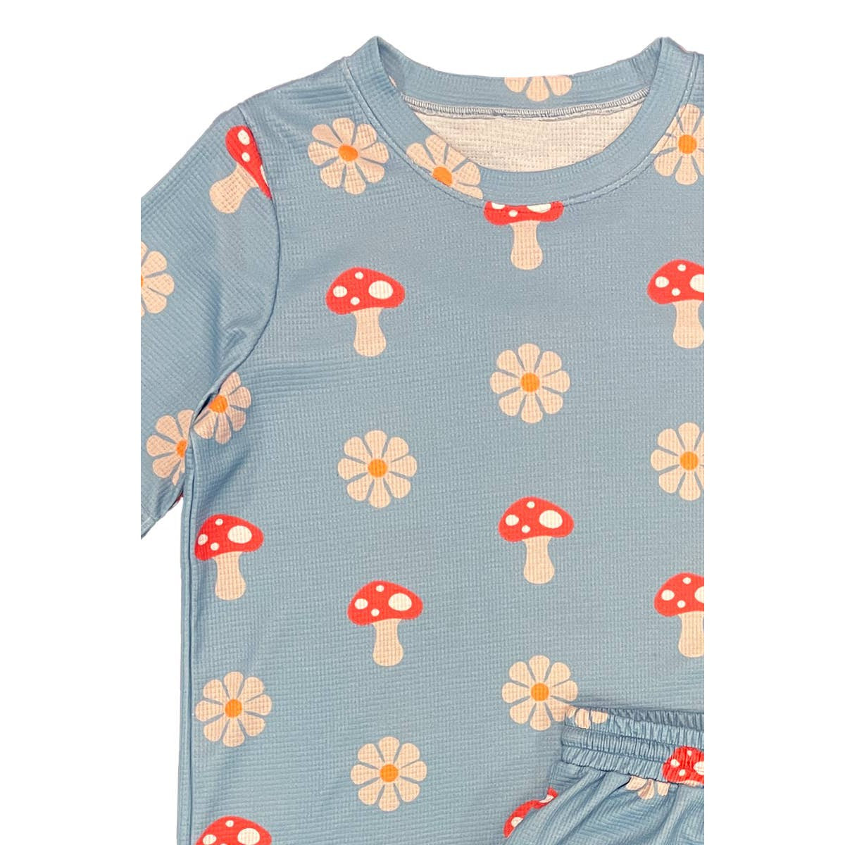 Waffle Fabric Printed Matching Top and Shorts Set - Monarch Butterfly or Mushroom Print  DAME BOHEME