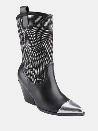 Weeboo Chunky Heel Rhinestone Western Cowboy Boots Trendsi