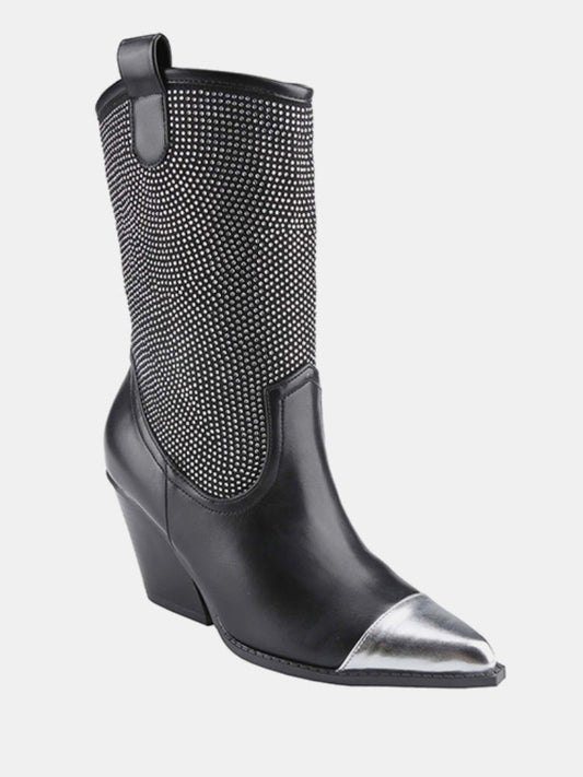 Weeboo Chunky Heel Rhinestone Western Cowboy Boots Trendsi