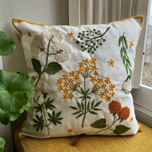 Wildflower Embroidered Pillow Cover  DAME BOHEME