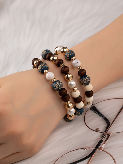 Wood Carved Animal Prints Bracelets 3 Piece Set LA3accessories
