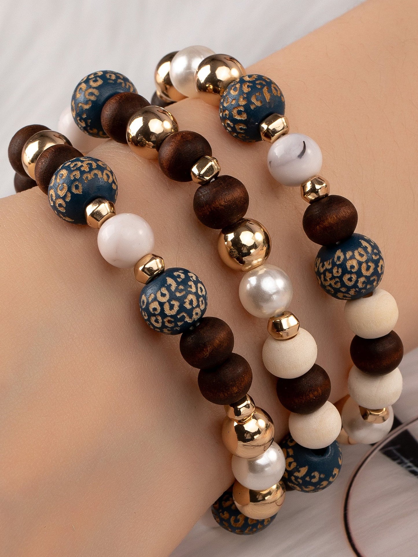 Wood Carved Animal Prints Bracelets 3 Piece Set LA3accessories