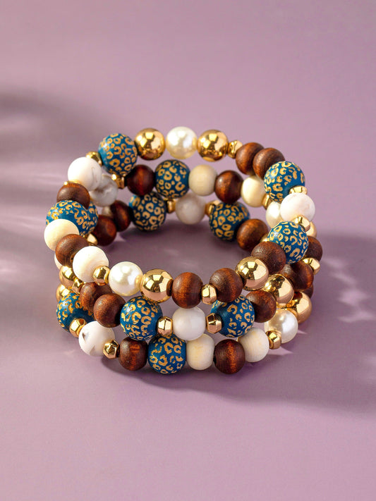 Wood Carved Animal Prints Bracelets 3 Piece Set LA3accessories