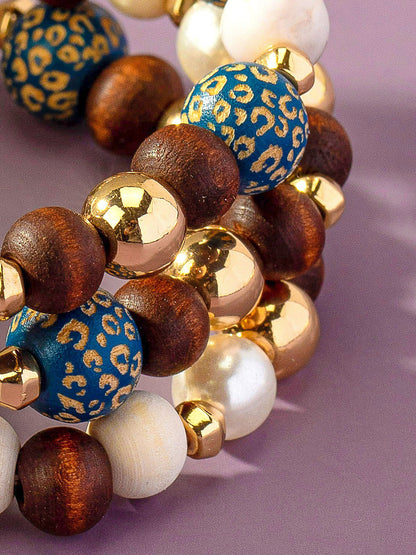 Wood Carved Animal Prints Bracelets 3 Piece Set LA3accessories