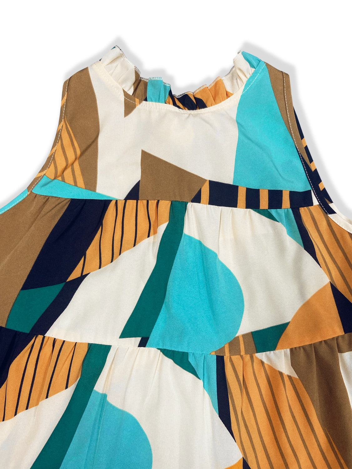 Abstract Printed Mock Neck Mini Dress Trendsi