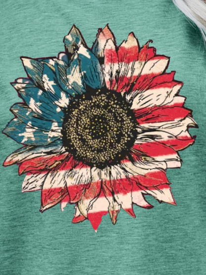 US Flag Flower Graphic Tee  DAME BOHEME