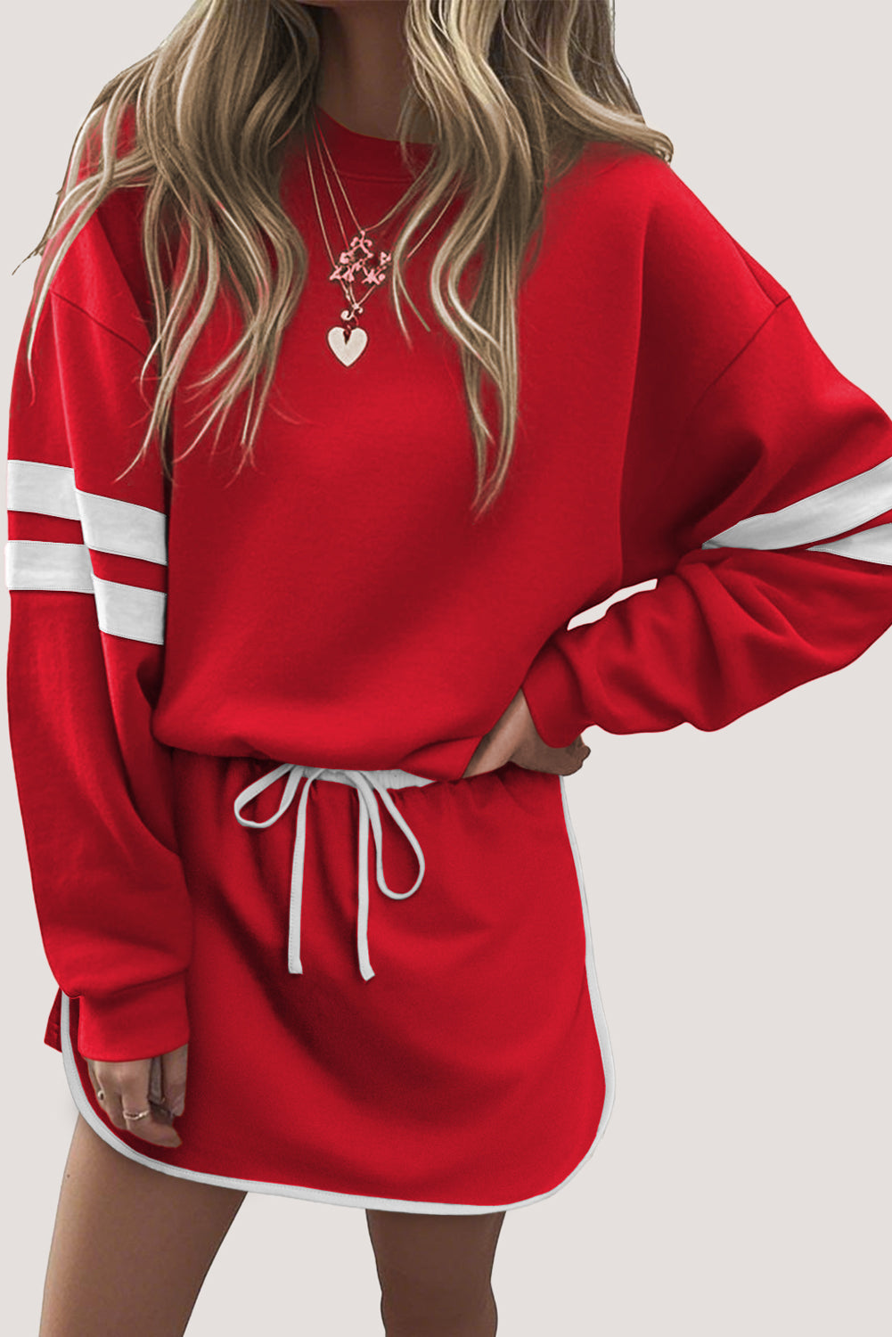Sophia Varsity Sportwear Casual 2 Piece Skirt Outfit Set  DAME BOHEME