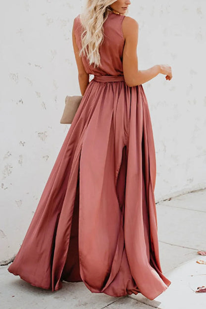 Surplice Tie Waist Maxi Dress Trendsi